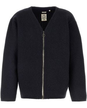 Nanamica Navy Blue Knit Oversize Cardigan - Black