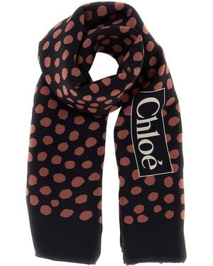 Chloé Printed Silk Chloé Spotted Foulard - Black