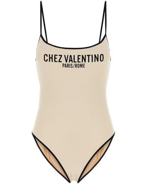 Valentino Garavani Cream Lycra Piquet Swimsuit - Natural
