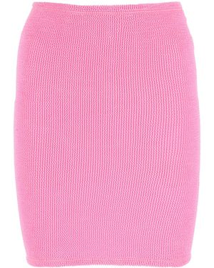 Hunza G Minigonna in nylon stretch rosa fluo