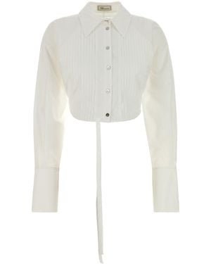Blumarine Solid Collar Top - White
