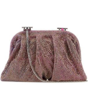 Benedetta Bruzziches Embellished Fabric Small Venus Clutch - Purple