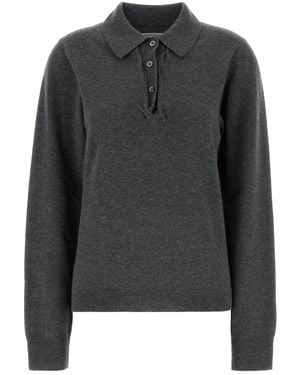 Maison Margiela Graphite Wool Polo Shirt - Black