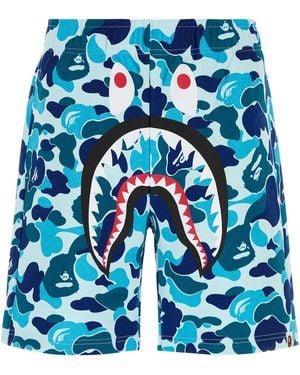A Bathing Ape Printed Cotton Abc Camo Shark Bermuda Shorts - Blue
