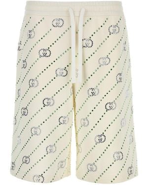 Gucci Bermuda in cotone decorato - Bianco