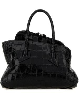 The Attico Black Leather Mini La Passeggiata Handbag