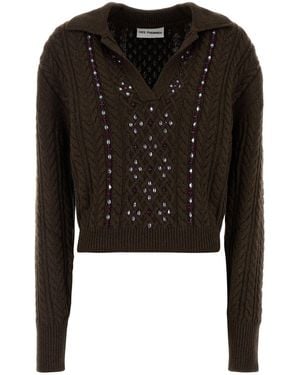 Des Phemmes Maglione in misto nylon cioccolato - Nero