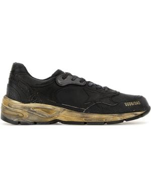 Golden Goose Charcoal Leather Running Dad Trainers - Black