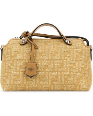 Fendi Borsa mano By The Way media in rafia ricamata - Metallizzato