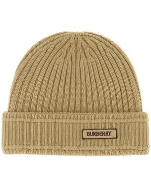 Burberry Camel Wool Beanie - Natural