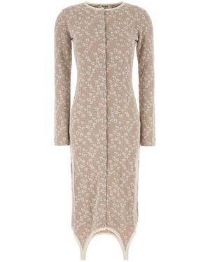 Fendi Abito in misto cotone ricamato - Neutro