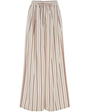 Dolce & Gabbana Embroidered Poplin Wide-leg Pant - White