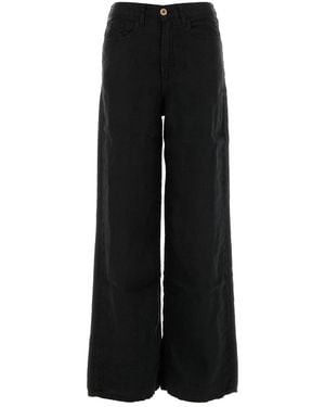 Lois Black Linen Skater Wide-leg Pant