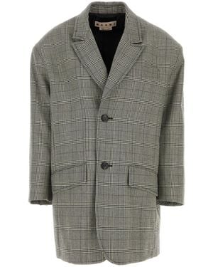 Marni Embroidered Wool Oversize Blazer - Grey
