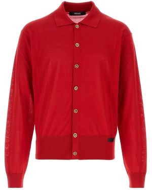 Versace Shirt Collar Cardigan - Red