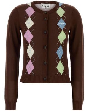Ganni Cardigan in cotone marrone