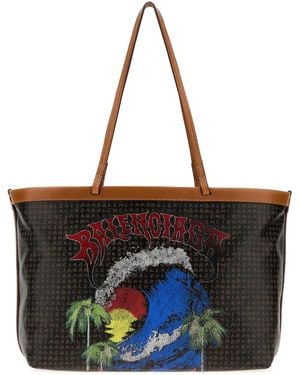 Balenciaga Printed Canvas Medium Select Shopping Bag - Black