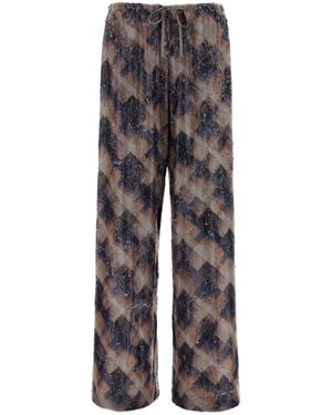 Dries Van Noten Embellished Viscose Puvis Wide-Leg Pant - Gray