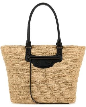 Balenciaga Borsa shopping Le City media in rafia - Neutro