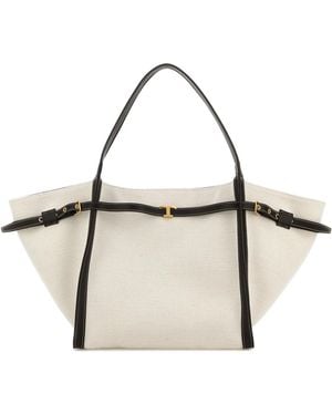 Tod's White Canvas Medium Shopping Bag - Metallic