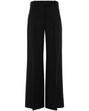 McQueen Wool Blend Wide-Leg Pant - Black