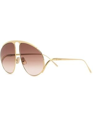Loewe Occhiali da sole Hillock in metallo oro - Multicolore