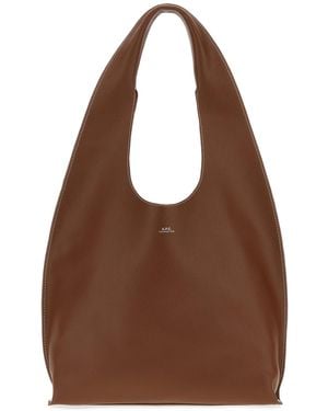 A.P.C. Brown Leather Le Neige Shoulder Bag