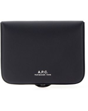 A.P.C. Portacarte in pelle blu navy - Nero