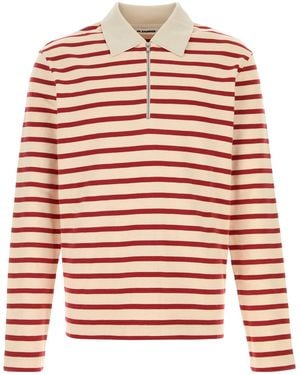 Jil Sander Stripes Shirt Collar Polo - Red