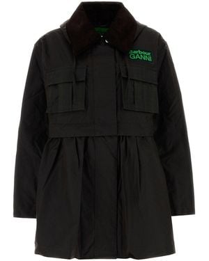 BARBOUR X GANNI Dark Brown Cotton Jacket - Black