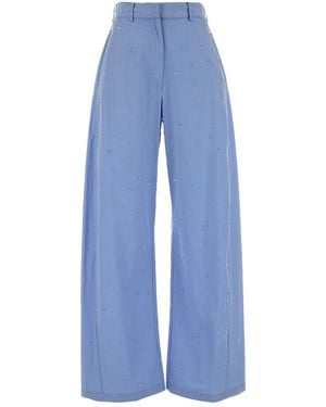 GIUSEPPE DI MORABITO Powder Light-blue Poplin Wide-leg Pant
