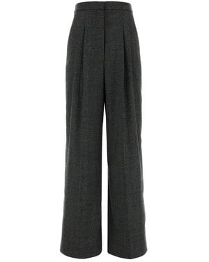 PT Torino Embroidered Wool Blend Wide-leg Pant - Black