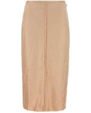 Ami Paris Skin Stretch Satin Skirt - Natural