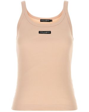 Dolce & Gabbana Pink Cotton Tank Top - Natural