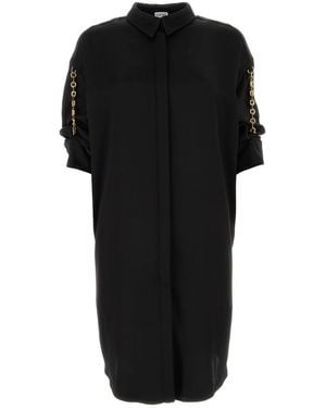 Loewe Satin Shirt Dress - Black