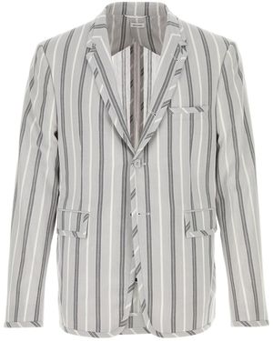 Thom Browne Embroidered Cotton Blazer - Grey