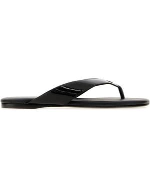 Courreges Black Vinyl Souliers Thong Slippers