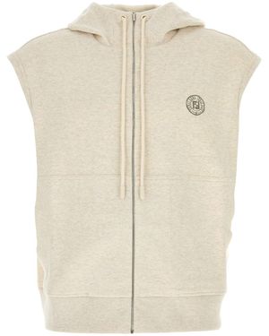 Fendi Felpa in misto cotone stretch crema mealngè - Bianco