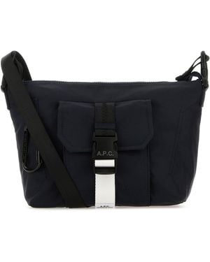 A.P.C. Blue Nylon Trek Crossbody Bag - Black
