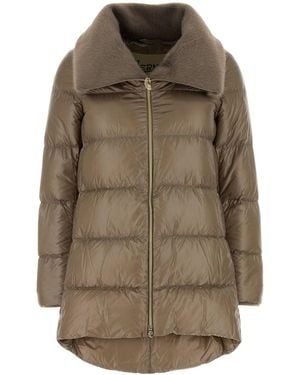 Herno Dove Grey Nylon Down Jacket - Brown