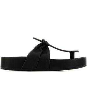 Uma Wang Black Leather Thong Slippers