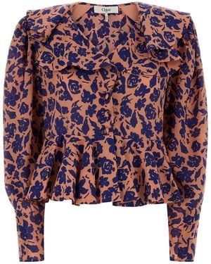 Chloé Printed Crepe Blouse - Red