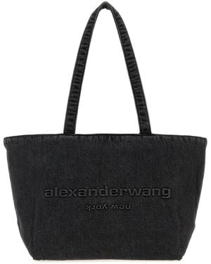 Alexander Wang Slate Denim Punch Shopping Bag - Black