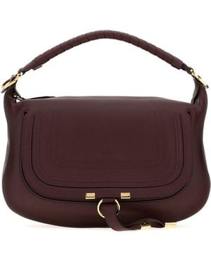 Chloé Aubergine Leather Small Marcie Shoulder Bag - Purple