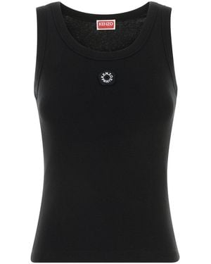 KENZO Logo Round Neck Top - Black