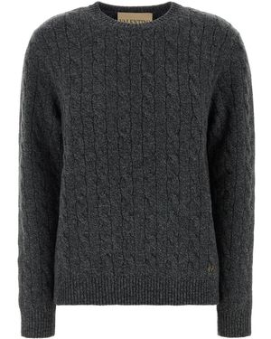 Valentino Garavani Dark Grey Wool Jumper - Black