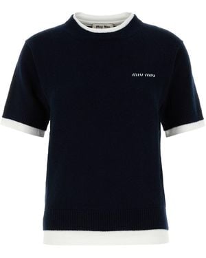 Miu Miu Maglione in cashmere blu notte - Nero