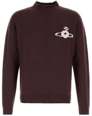 Vivienne Westwood Aubergine Wool Fisherman Jumper - Purple