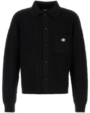 Versace Shirt Collar Cardigan - Black
