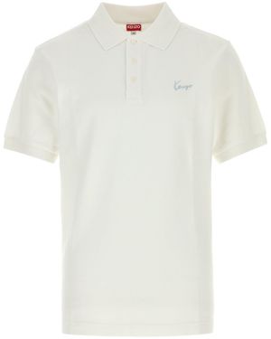 KENZO Solid Shirt Collar Polo - White